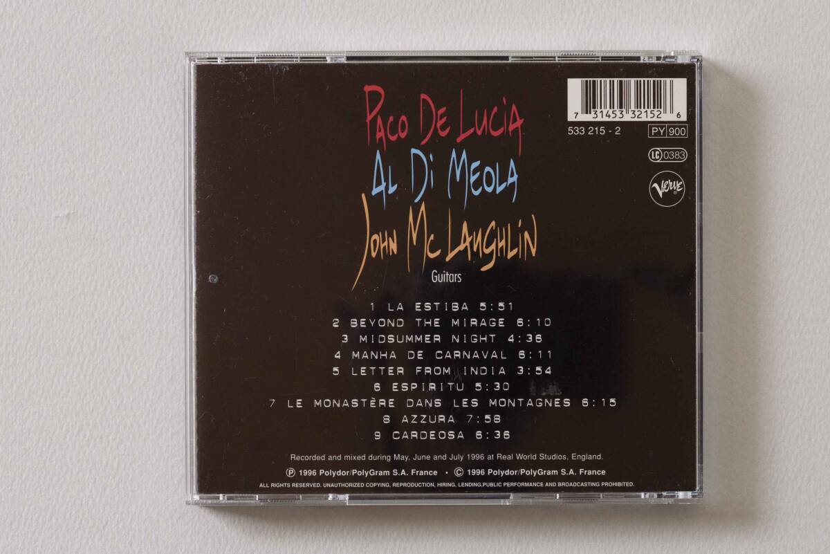 THE GUITAR TRIO:Paco De Lucia & Al Di Meola & John Mclaughlin パコ・デ・ルシア/アル・ディメオラ/ジョン・マクラフリン_画像3