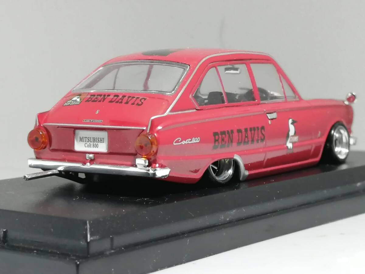 1/43 ノレブ Mitsubishi Colt 800 (1965） 改 アルミ 深リム ローダウン 改造 コルト800 チンスポ デカール カスタム 国産名車 アシェット の画像2