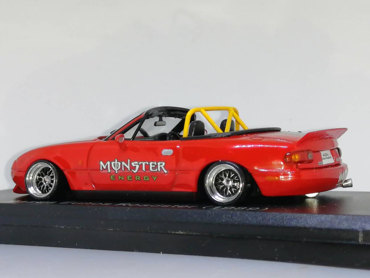 1/43 ノレブ Mazda Eunos Roadster (1989） 改 アルミ 深リム ローダウン 改造 ユーノス F/Rスポイラー MONSTERENERGY デカール カスタムの画像4