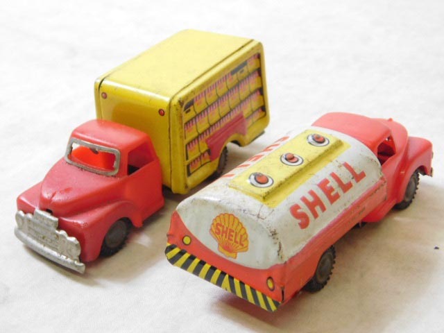  Vintage [ Coca Cola ракушка др., грузовик язык crawler и т.п. ] жестяная пластина SHELL сделано в Японии 