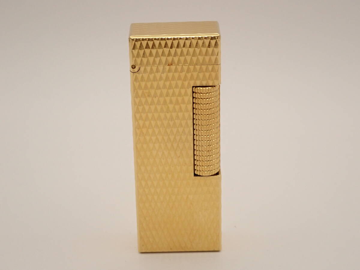 ①dunhill Dunhill газовая зажигалка Gold цвет diamond style cut [ б/у товар ][ надеты огонь не проверка ]