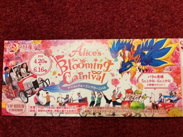 京成バラ園 「アリスのブルーミングカーニバル」（Alice's Blooming Carnival）招待券_画像1