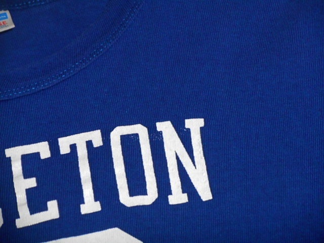 ★ゆったりサイズの1枚★Made in USA製アメリカ製ChampionチャンピオンビンテージナンバリングプリントTシャツ70s70年代ブルーバータグXL青_画像5