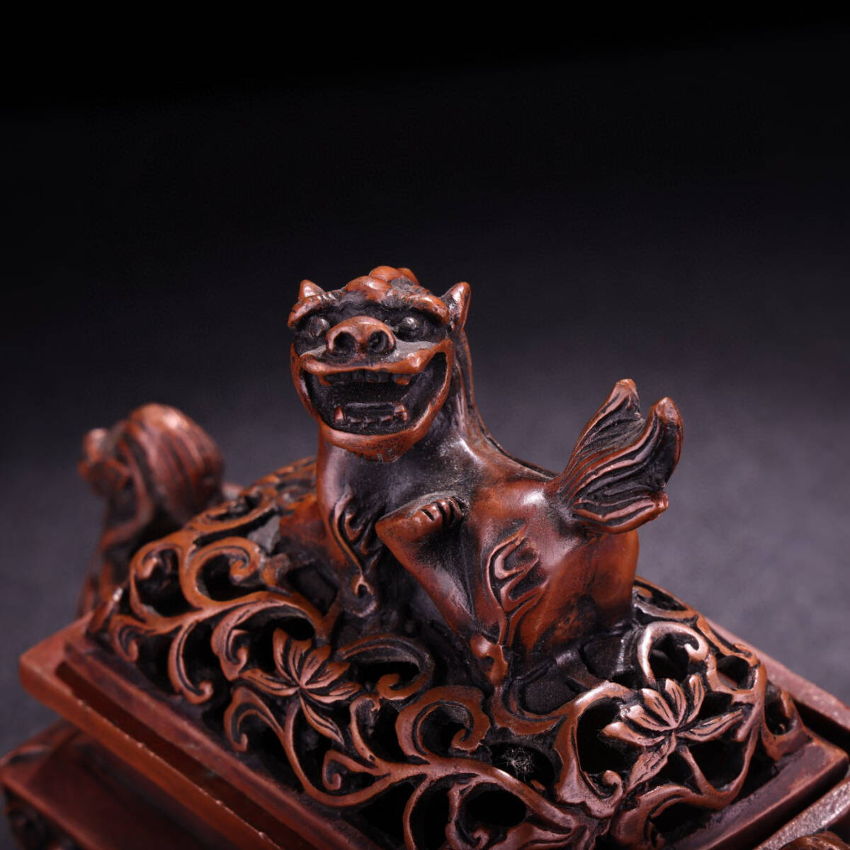 7480円 ▽鴻▽ 銅製 寶石嵌 雙龍耳 獅蓋四獣足熏香炉 置物 古賞 7480円 ▽鴻▽ 銅製 寶石嵌 雙龍耳 獅蓋四獣足熏香炉 置物 古賞
