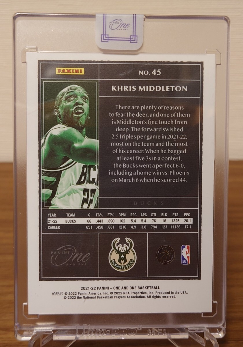 21-22 panini one and one basketball milwaukee bucks khris middleton base /25 バックス クリス・ミドルトンの画像2