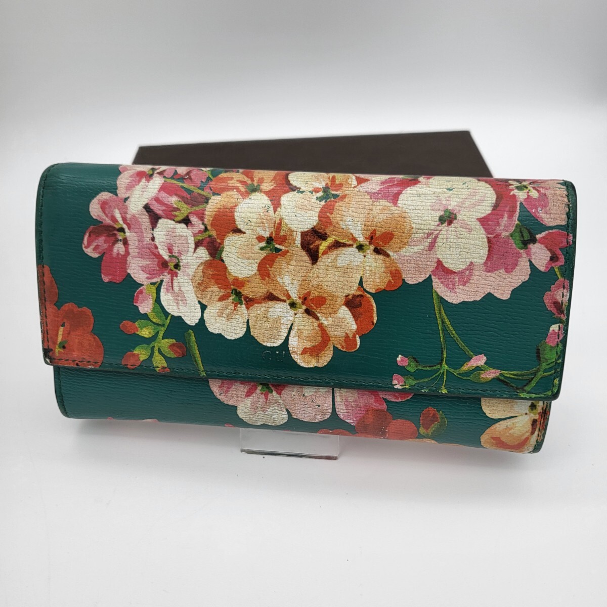 箱付き GUCCI グッチ ブルームス 長財布 財布 花柄 グリーン 緑 レザー_画像1