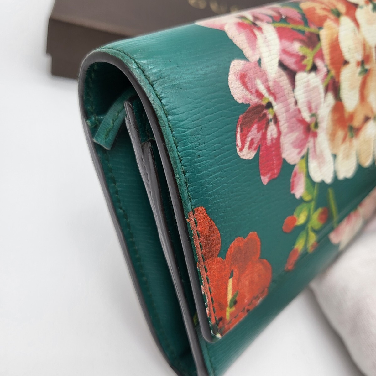 箱付き GUCCI グッチ ブルームス 長財布 財布 花柄 グリーン 緑 箱付き GUCCI グッチ ブルームス 長財布 財布 花柄 グリーン 緑