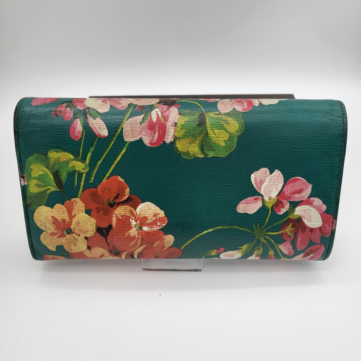 箱付き GUCCI グッチ ブルームス 長財布 財布 花柄 グリーン 緑 レザー_画像2