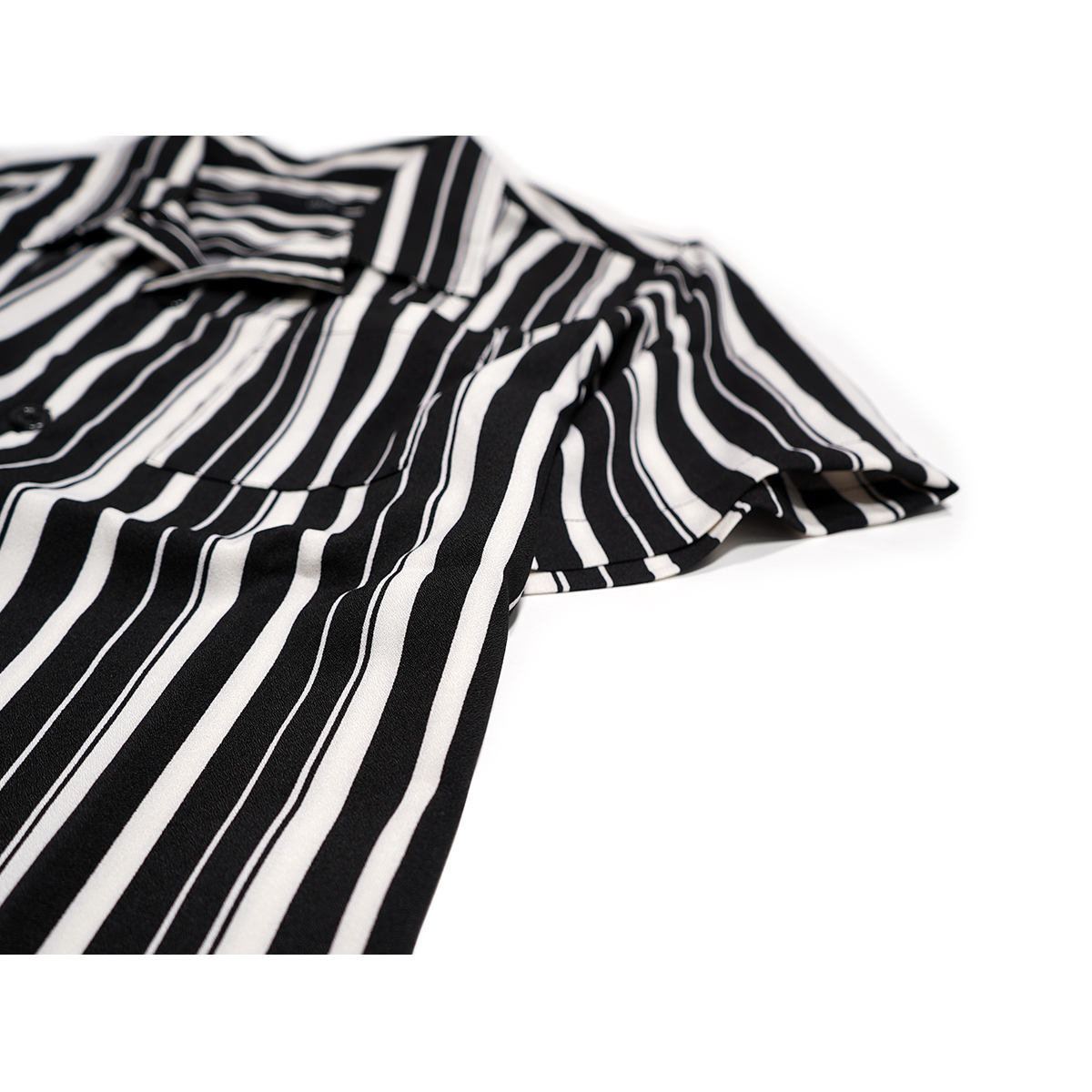 【新品】 オープンカラーシャツ ストライプ ■ Lサイズ / ホワイト白×ブラック黒① ■アロハシャツ 開襟シャツ 半袖シャツ oc i06-6204_画像5