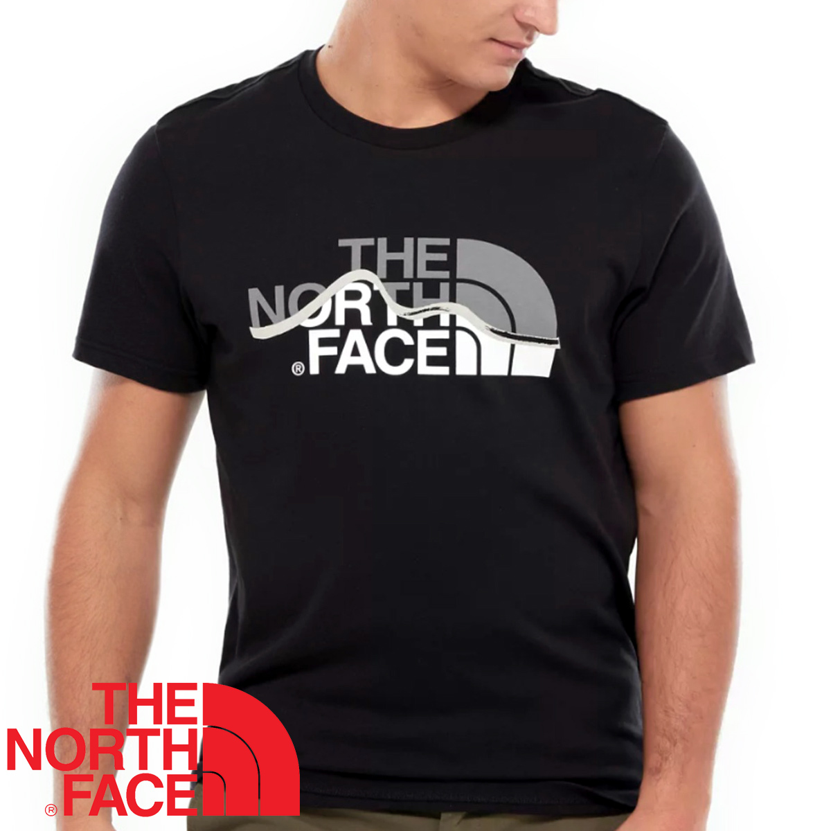 【新品本物 EU購入】THE NORTH FACE ノースフェイス■ Mount Line Tee ■ ブラック / S ■ハーフドーム Tシャツ 海外限定_画像1