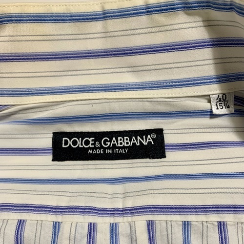 【中古 美品】★DOLCE＆GABBANA★ドルチェ＆ガッバーナ★ 長袖シャツ マルチストライプ/ブルー系 size40 イタリア製 100116の画像2