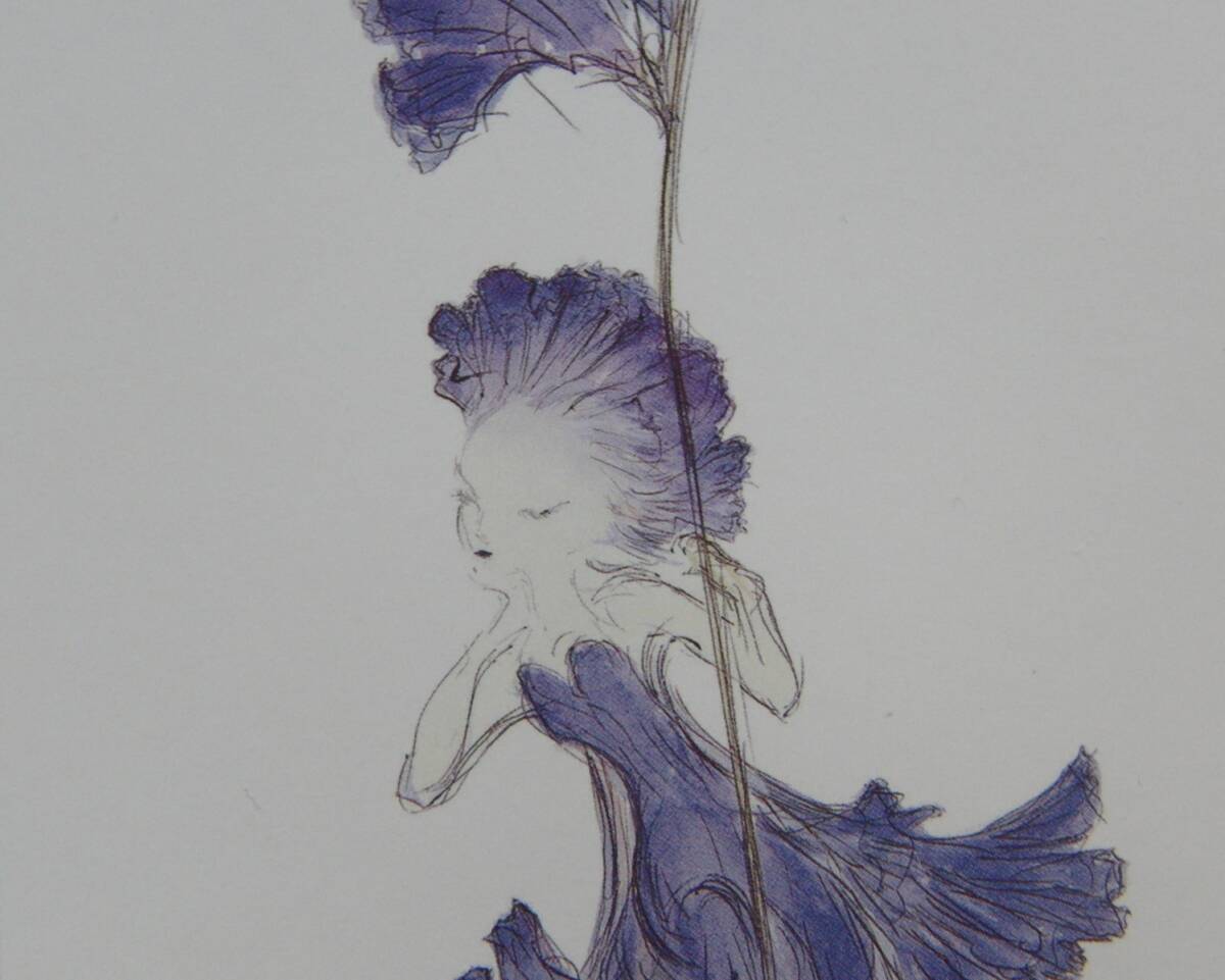 天野喜孝「妖精シリーズ2009　VIOLET」　 希少画集・額装画、日本製新品額縁、状態良好、送料無料_画像2