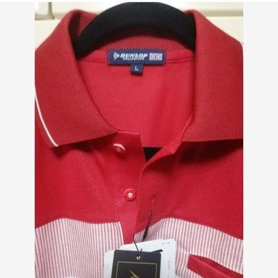 新品未使用　メンズ　L　ダンロップ　半袖　ポロシャツ　ゴルフシャツ　ポロシャツ　消臭加工　快適　レッド　赤　