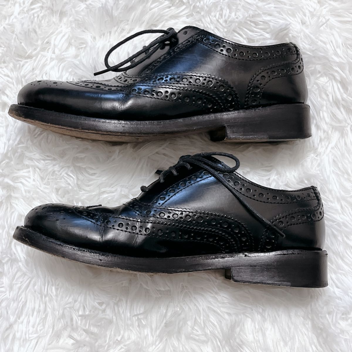 Viento Americano革靴　37/23.5cm 黒　ウイングチップ
