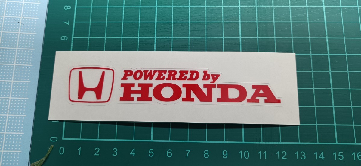 ホンダステッカー　POWDER by HONDA 透明に赤プリント　横１２センチ　縦２センチになります_画像1