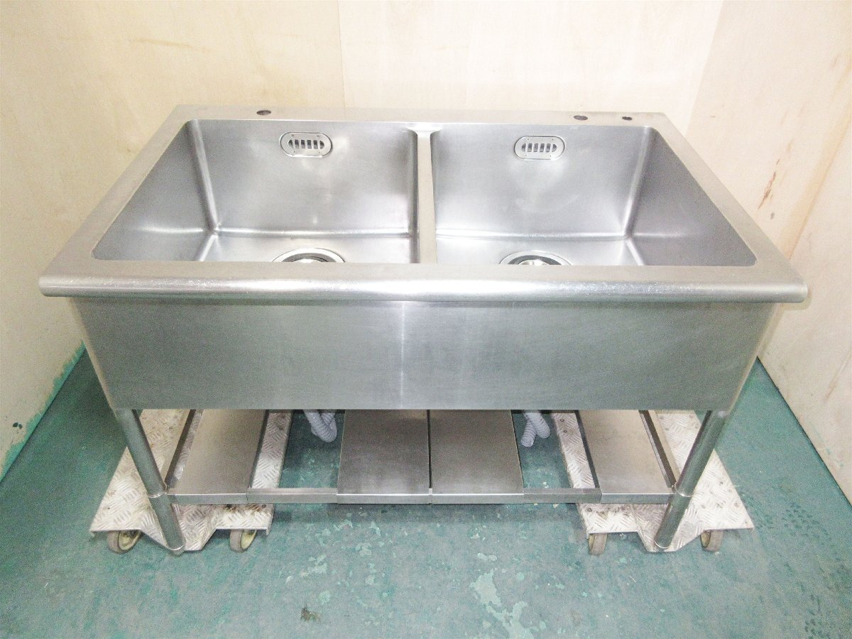 業務用 ステンレス 2槽シンク◆W1200*D750*H800◆流し台 店舗用 島根