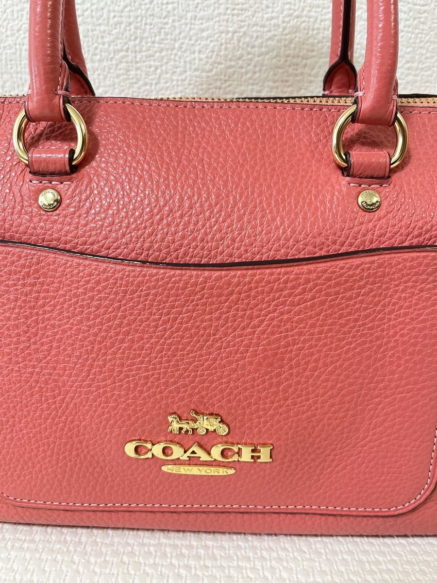 【未使用に近い】COACH コーチ ハンドバッグ 手提げ ピンク レザー 本革 