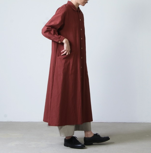 ■完売 4万5360円 YAECA cotton linen coat dress S コットンリネン コート ドレス_画像1