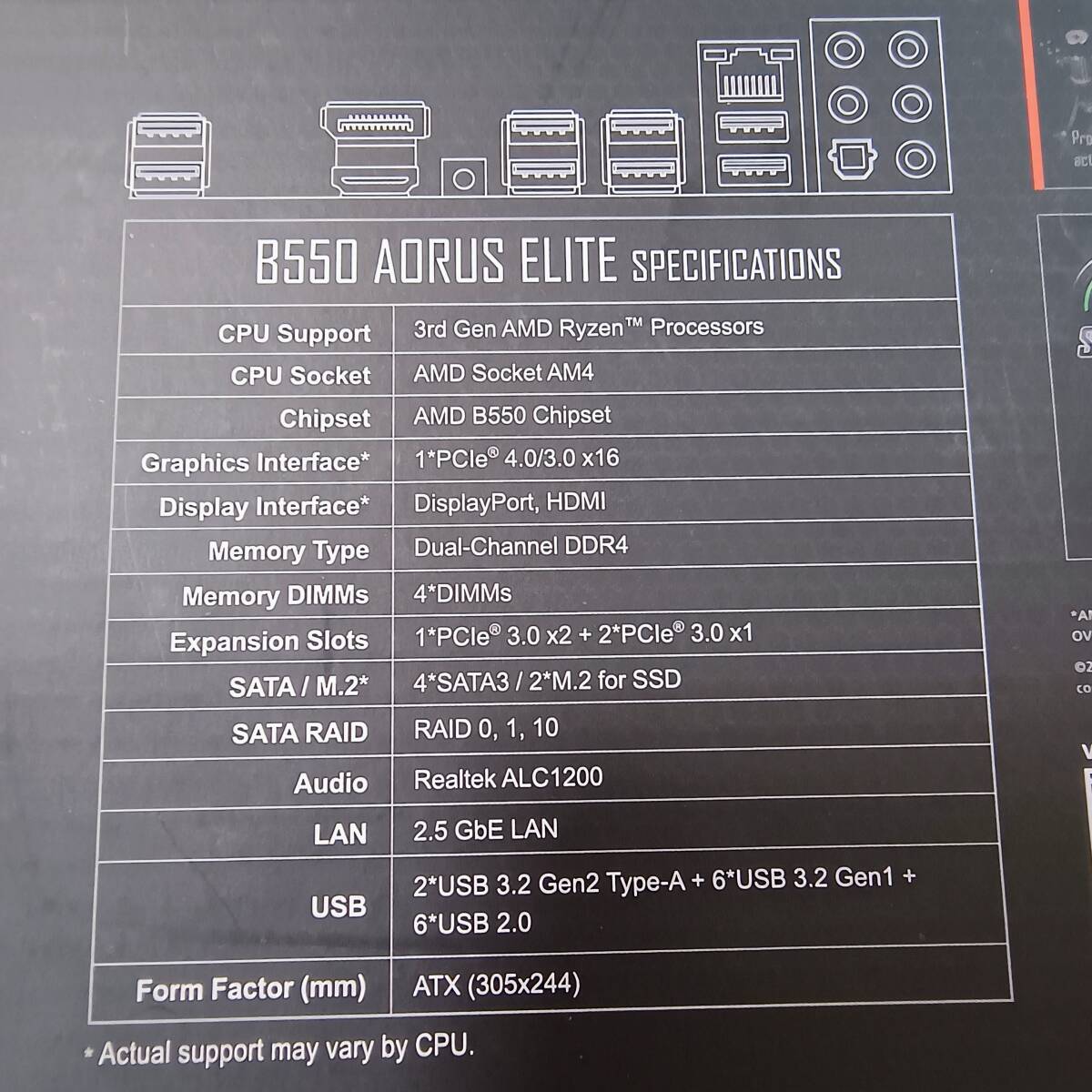 GIGABYTE B550 AORUS ELITE AMD AM4 rev1.0 ATX マザーボードの画像7