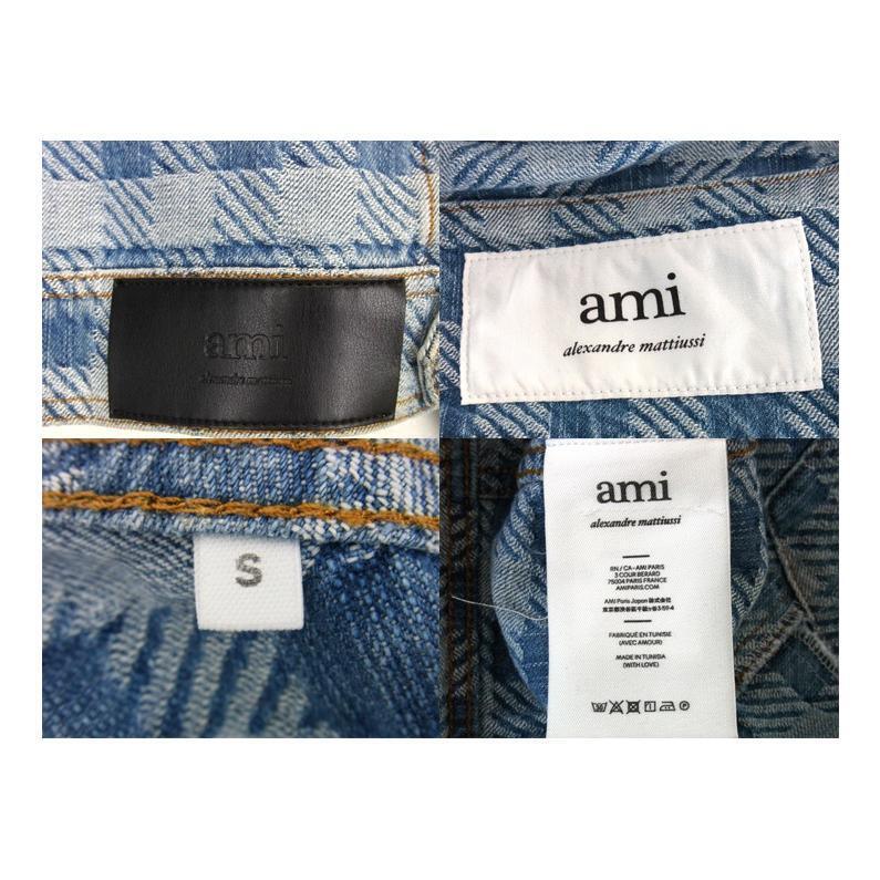 アミアレクサンドルマテュッシ AMI Alexandre Mattiussi ■ 23SS 【 UJK204.DE0010 】 チェック 総柄 デニム ジャケット　n5066_画像5