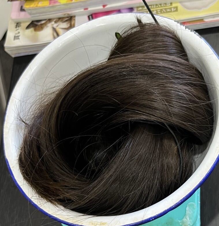 日本人女性、髪束、約50cm、160g、髪の毛、人毛、ヘアドネーション_画像1