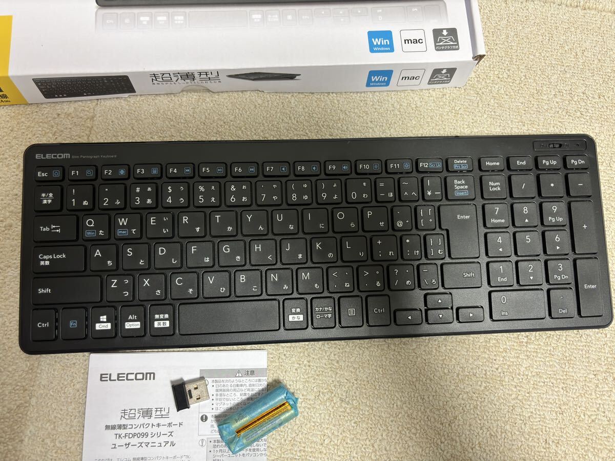 ELECOM ワイヤレスキーボード TK-FDP099TBK 中古 エレコム ワイヤレスキーボードの画像2