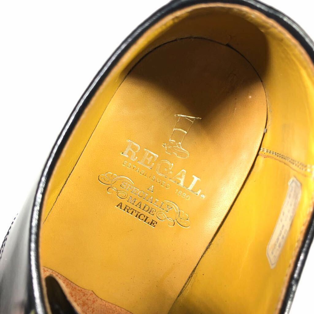【リーガル】本物 REGAL 靴 26cm 黒 プレーントゥ ビジネスシューズ 外羽根式 本革 レザー 男性用 メンズ 26 EEの画像9