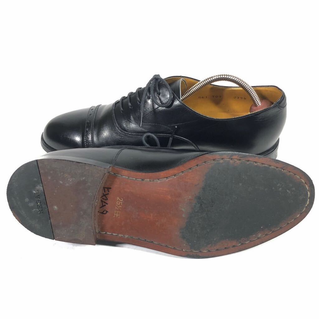【リーガル】本物 REGAL 靴 25.5cm 黒 ストレートチップ ビジネスシューズ 内羽根式 本革 レザー 男性用 メンズ 25 1/2 EEの画像4