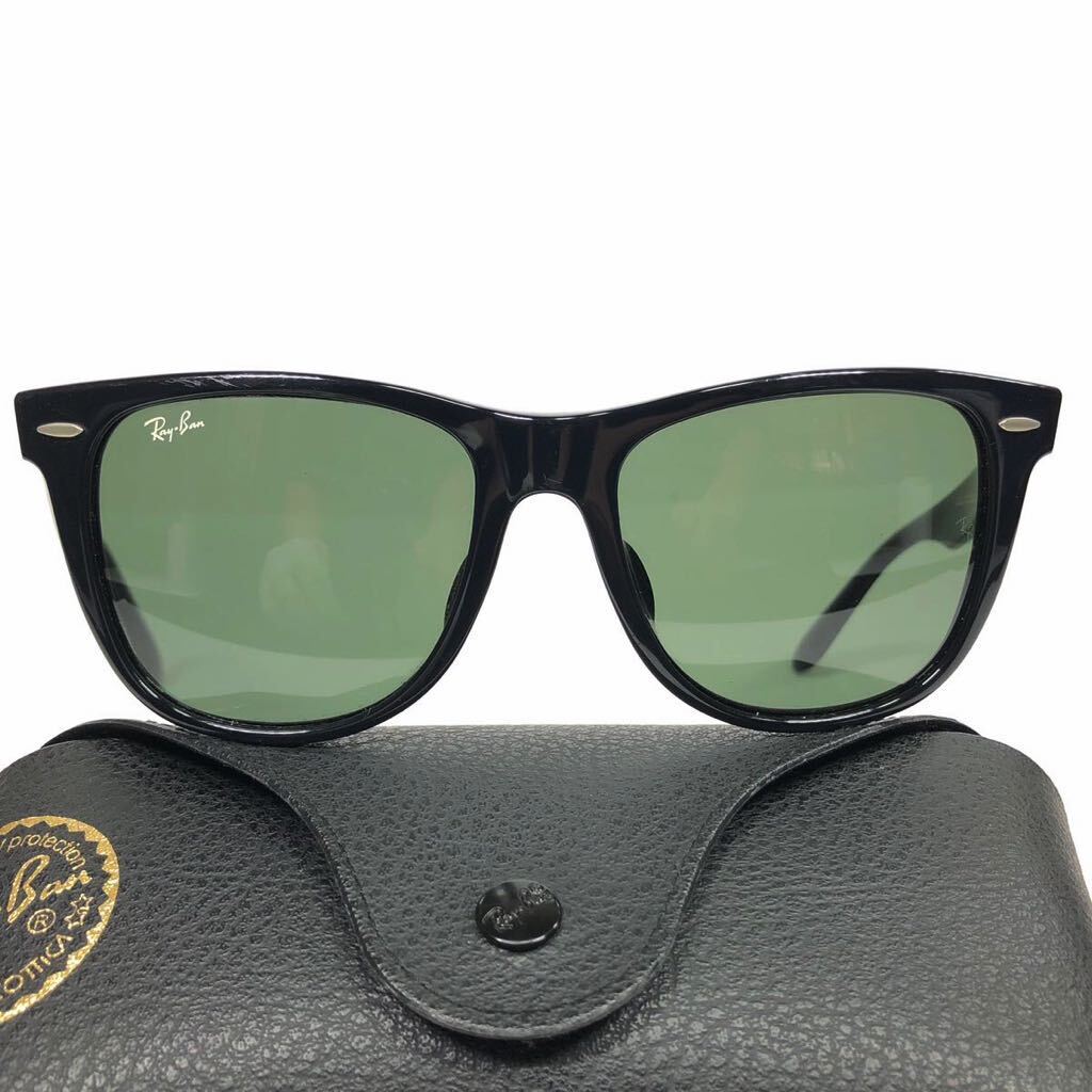 【レイバン】本物 Ray-Ban サングラス WAYFARER ウィファーラー RB 2140-F 黒色系 メンズ レディース イタリア製 ケース付き 送料520円の画像3