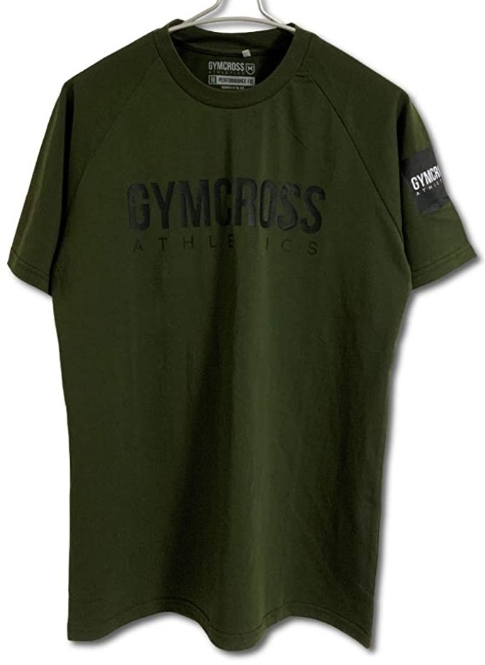  прекрасный товар *GYMCROSS ( Jim Cross ) принт короткий рукав футболка [S] тренировка одежда * хаки 