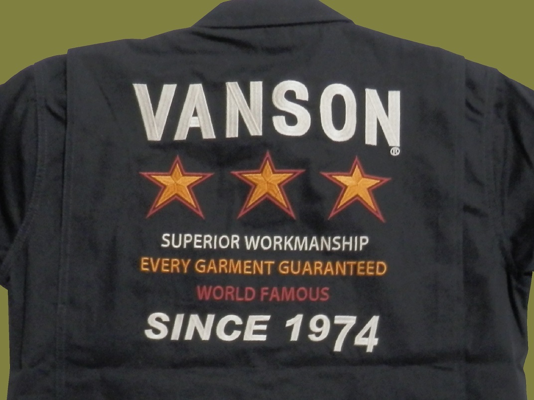 バンソン／vanson／XLサイズ／ツイル半袖シャツ／NVSS-2403／ブラック／新品／送料無料／バイカー／ツイル／ダブルジッパー／スリースター_画像7