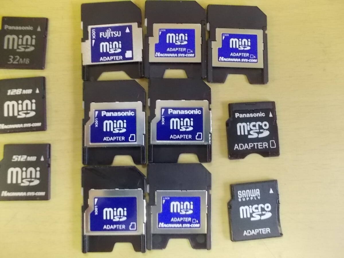 miniSD　8MB~512MB　中古品６枚セット　ハードケース付き_アダプター各種