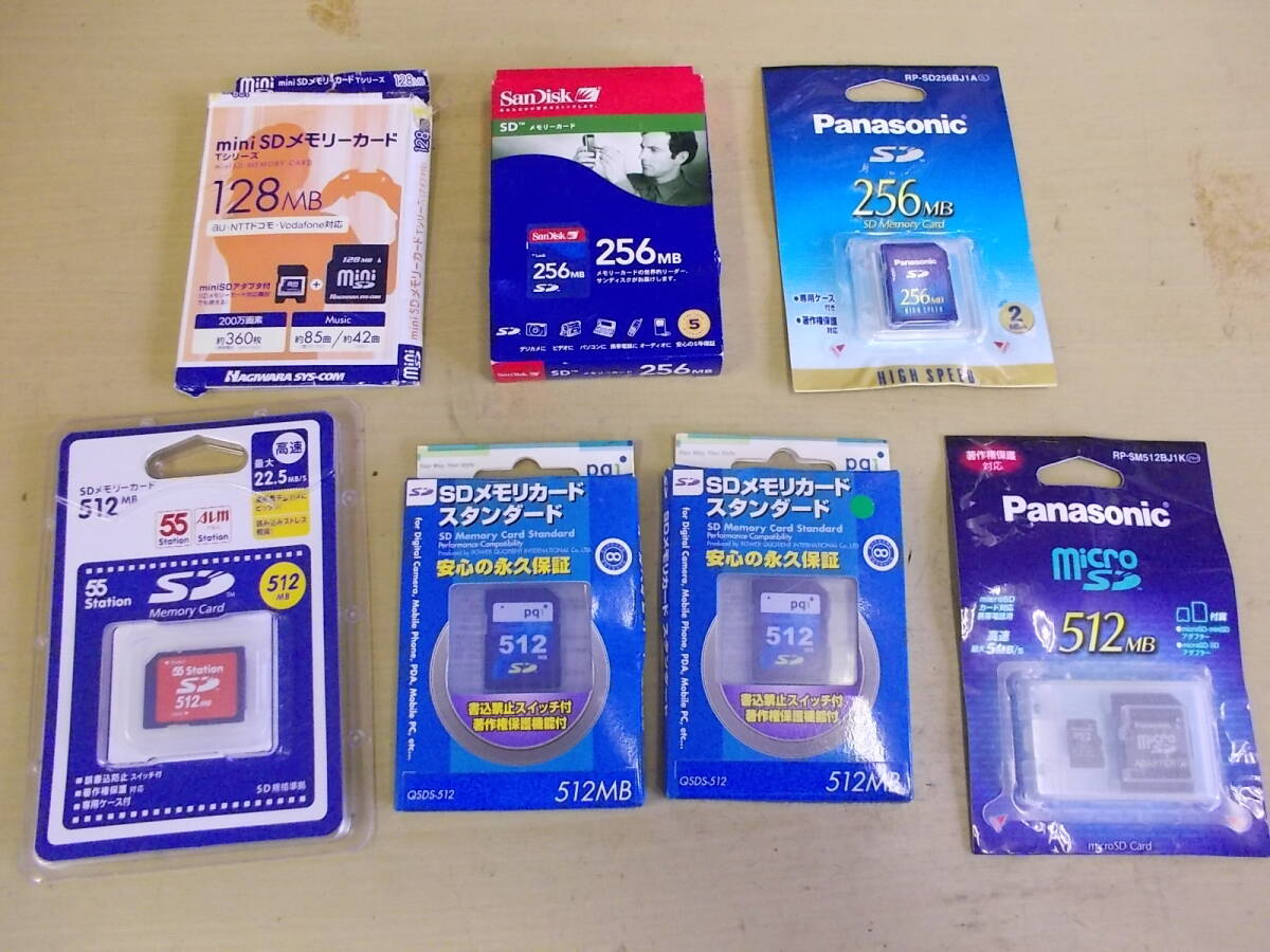 SDメモリーカード　未使用品７枚セット　128~512MB_すべて未使用品　計７枚