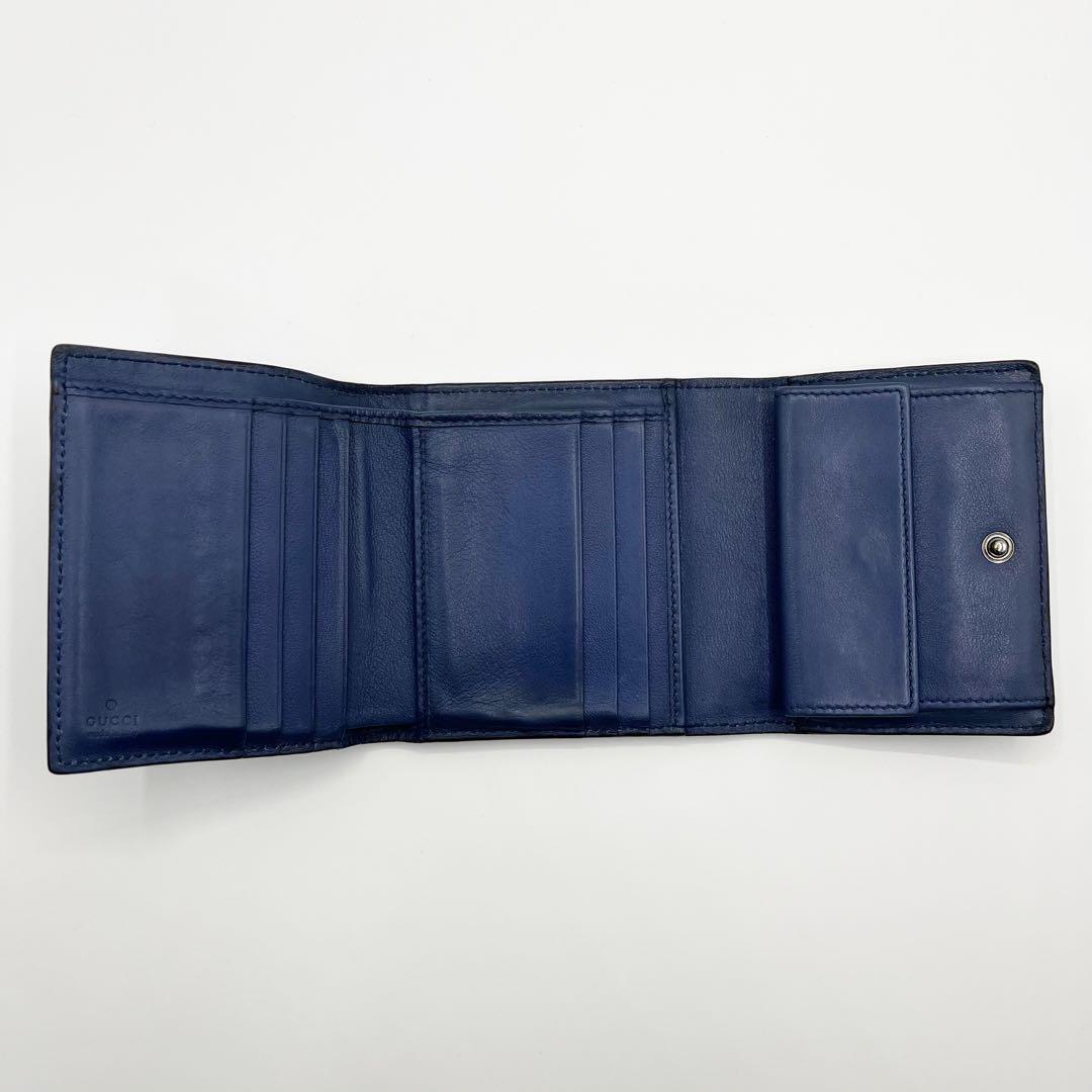 【美品】グッチ　マイクロシマ　三つ折り財布　ブルー_画像7