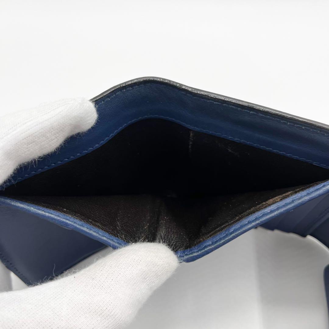 【美品】グッチ　マイクロシマ　三つ折り財布　ブルー_画像9