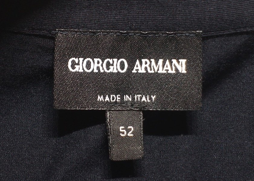 19SS 極美品 GIORGIO ARMANI ジョルジオアルマーニ 黒タグ ビスコースジャージー スキッパー ポロシャツ ダークネイビー メンズ 52の画像2