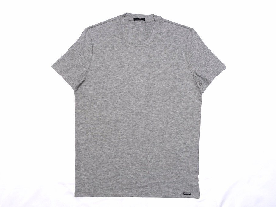 23AW 新品同様 未使用 TOM FORD トムフォード ロゴ クルーネック Tシャツ B4M08-141 ストレッチコットンモダール グレー メンズ M 半袖_画像1