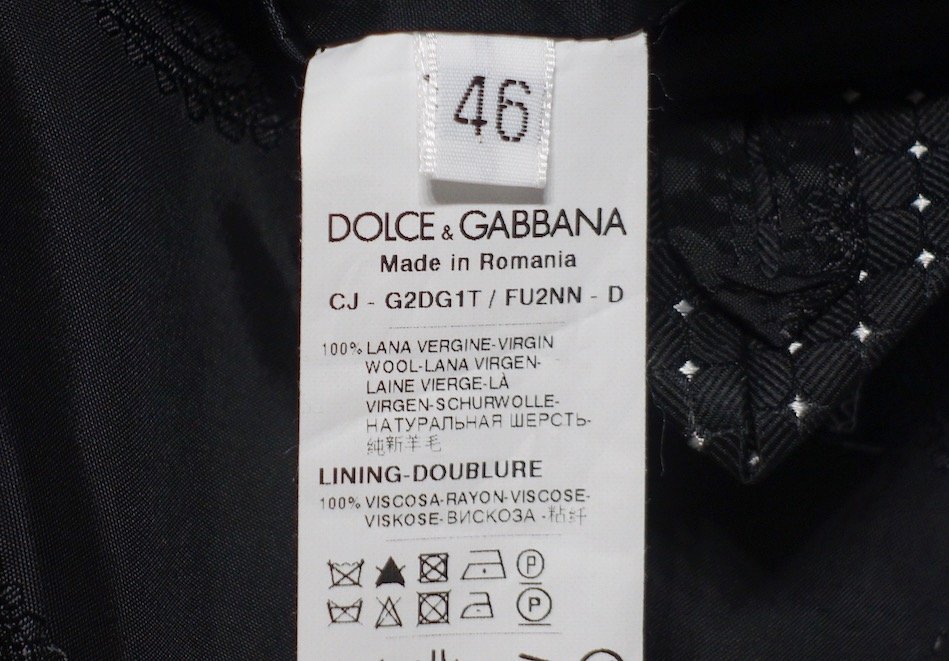 極美品 DOLCE & GABBANA ドルガバ VENTANN メタルボタン使用 ペイズリー柄裏地 テーラードジャケット ヴァージンウール メンズ 46_画像4