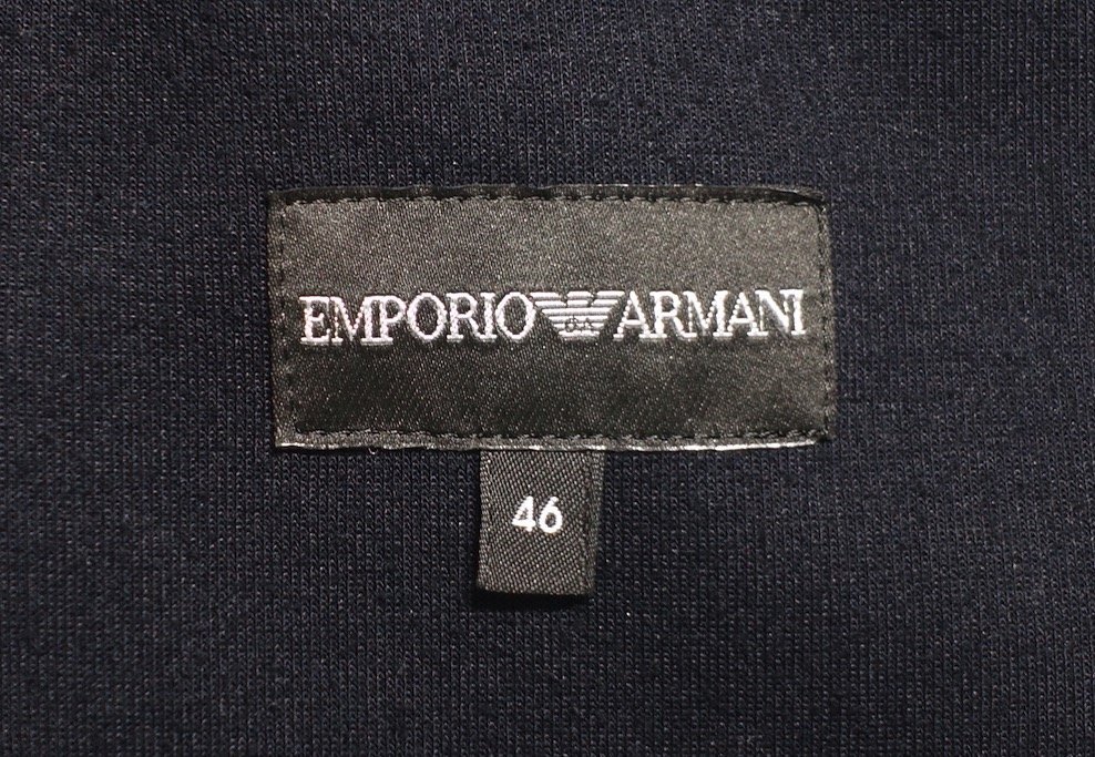 20SS 美品 EMPORIO ARMANI エンポリオアルマーニ ポリレーヨン ジャージー セットアップ スーツ ダークネイビー メンズ 46 S_画像3