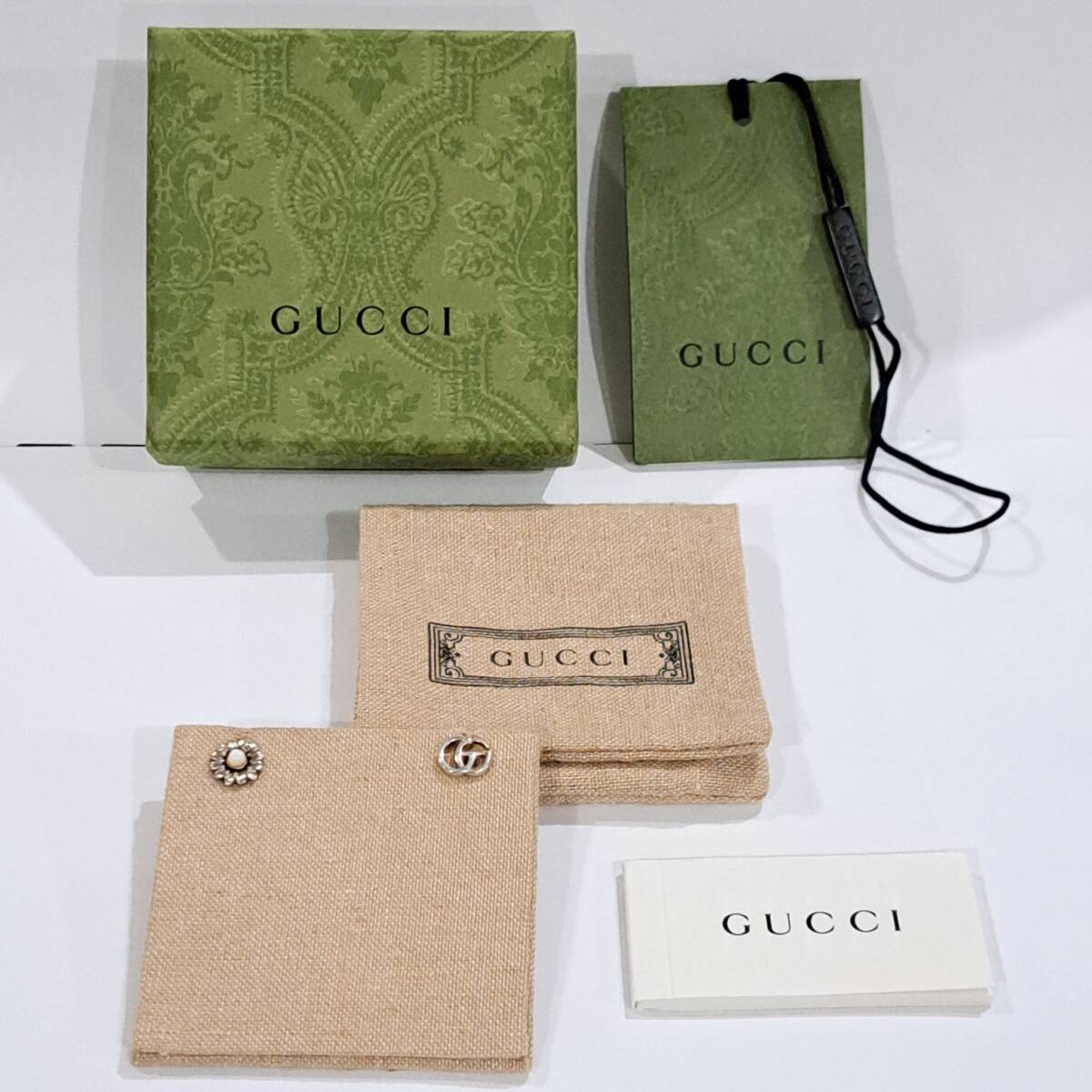 美品　GUCCI　グッチ　SILVER925　ダブルG　フラワー　シルバーピアス_画像1