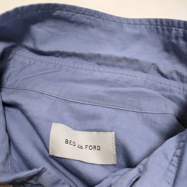 BED J.W. FORD Cape コットンシルクレイヤードシャツ 定価34100円 サイズ0 長袖シャツ ライトブルー ベッドフォード 4-0320M F95571_画像3
