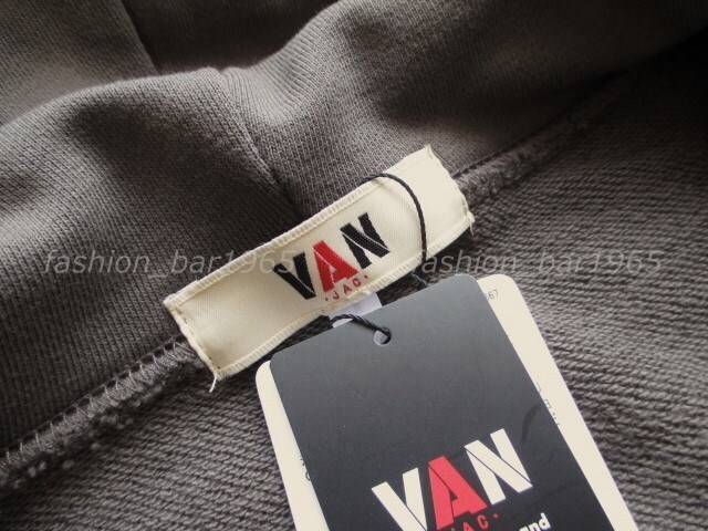  редкий *VAN JAC Van ja Kett * арка Logo flocky принт & Logo вышивка * полный Zip Parker угольно-серый L/ тренировочный 