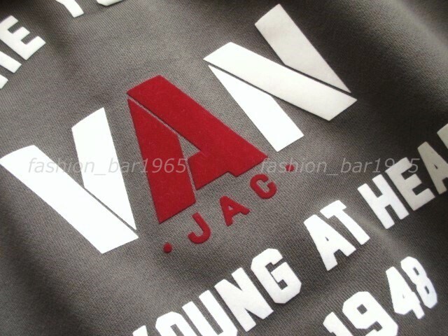  редкий *VAN JAC Van ja Kett * арка Logo flocky принт & Logo вышивка * полный Zip Parker угольно-серый L/ тренировочный 