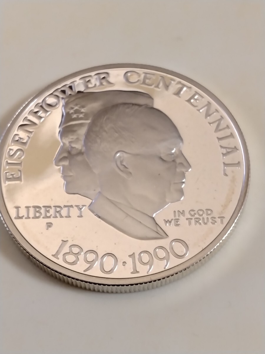 アメリカ 1990P 1ドル銀貨プルーフ Eisenhower Centennialの画像1