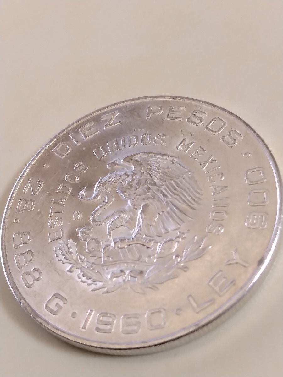 メキシコ 1960 10ペソ銀貨 150th Anniversary of the War of Independence の画像2