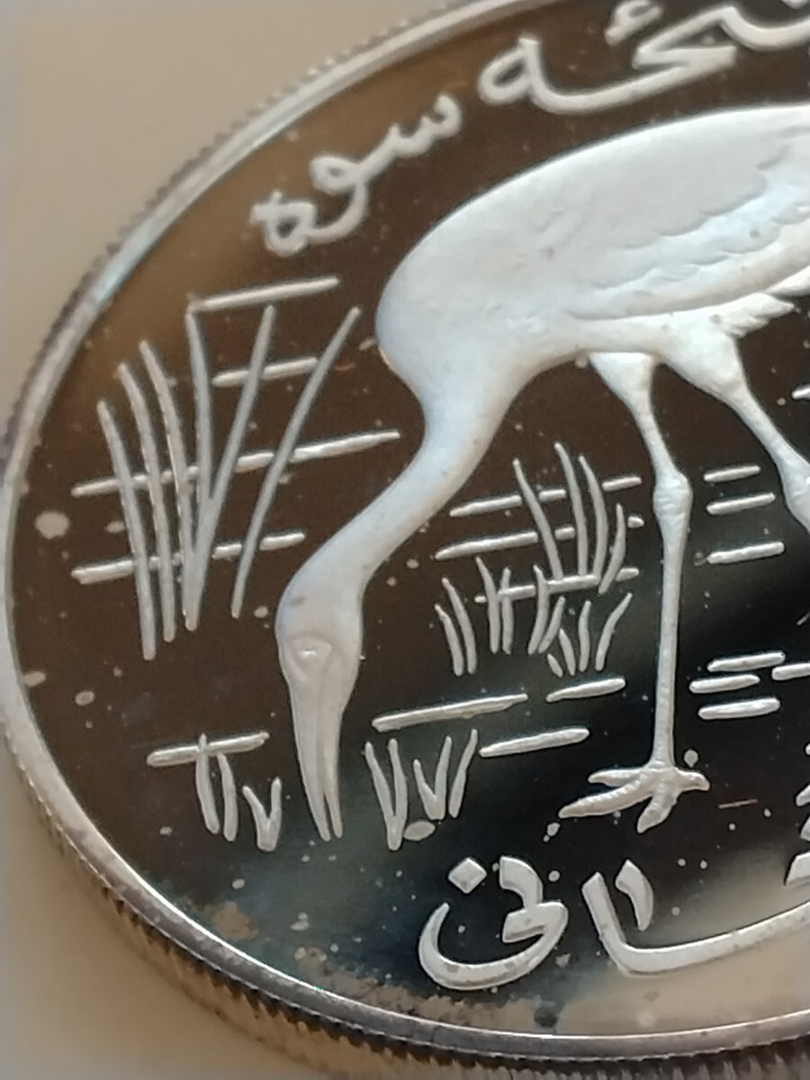 アフガニスタン 1978 500アフガニ銀貨プルーフ Conservation−Siberian Crane_画像8