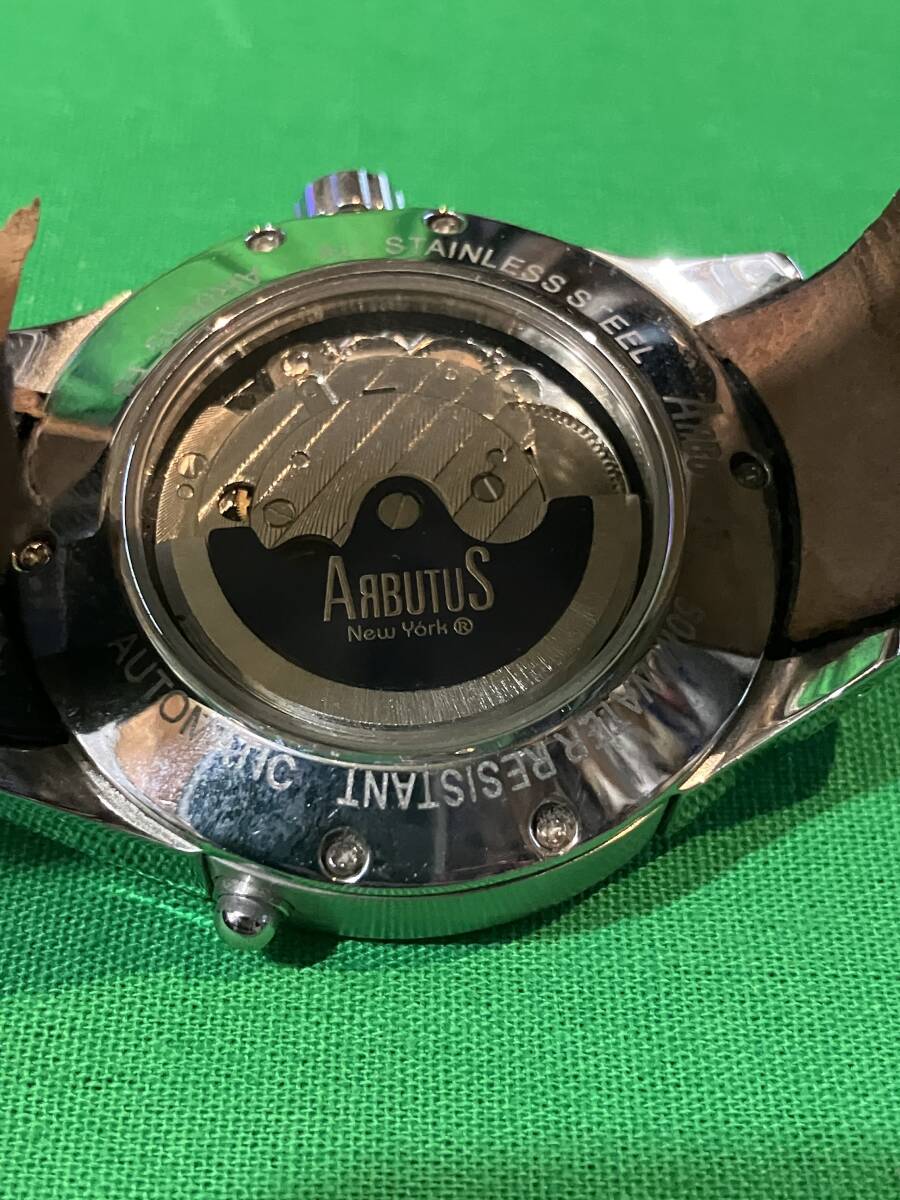 ARBUTUS アルブータス AUTOMATIC オートマチック AR0055 E5 メンズ アナログ 自動巻き 腕時計 クロノグラフ ムーンフェイズ 動作確認済みの画像7