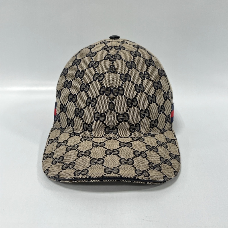 GUCCI/グッチ/GGキャンバス/ウェブストライプ/シェリーライン/ベースボールキャップ/696845 4HAQQ/ネイビー系/ベルクロバック/イタリア製_画像3