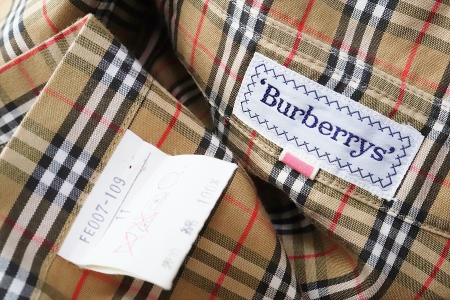 90s ヴィンテージ Burberrys バーバリー 女性用 ノバチェック 半袖コットンシャツ ベージュ 11号の画像4