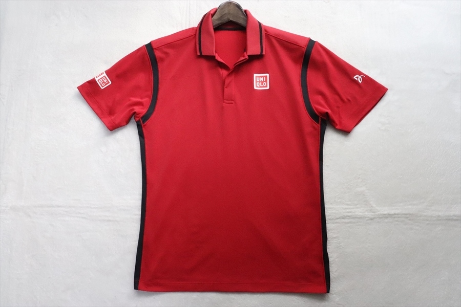 UNIQLO ユニクロ メンズ テニス ウエア 半袖 ポロシャツ M 赤/黒_画像1